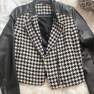 Black and white biker jacket